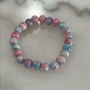 Pink and Blue Beaded Bracelet